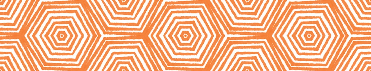 Gardinen Exotische nahtlose Grenze. Orange symmetrisch © Begin Again