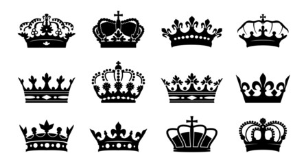 Set crowns. Vector illustration and icon.