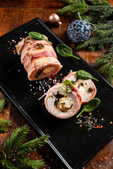 turkey roulade on the Christmas table