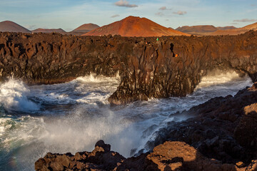 Los Hervideros, coastline with huge waves in Lanzarote
