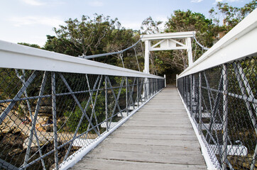 wooden White beautiful bridge at Parsley bay.
