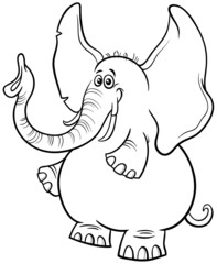 cartoon elephant animal character coloring book page