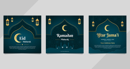 Set of Ramadan social media post template