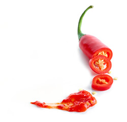 rode hete chili peper en saus