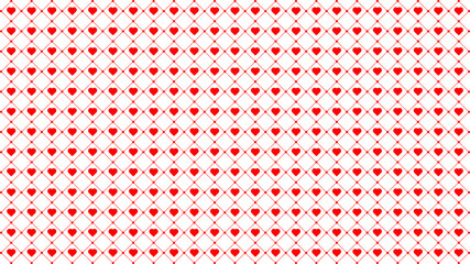 White Background for Love and Valentines Day with a Pattern of Red Dots Lines and Little Hearts