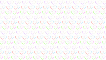 White Background for Love and Valentines Day with Linked Hearts of Different Colors in a Pattern