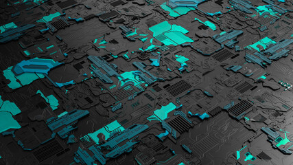 Computer motherboard 3d background, 3d illustration