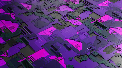 Computer motherboard 3d background, 3d illustration