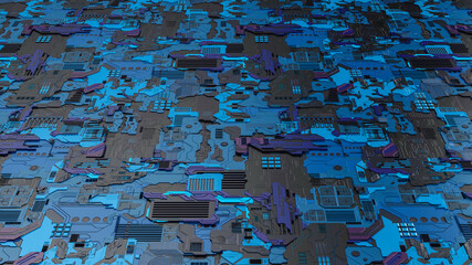 Computer motherboard 3d background, 3d illustration