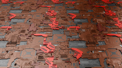 Computer motherboard 3d background, 3d illustration