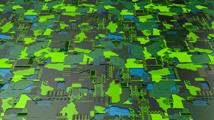Computer motherboard 3d background, 3d illustration