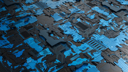 Computer motherboard 3d background, 3d illustration