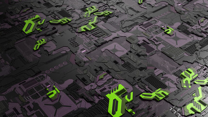 Computer motherboard 3d background, 3d illustration