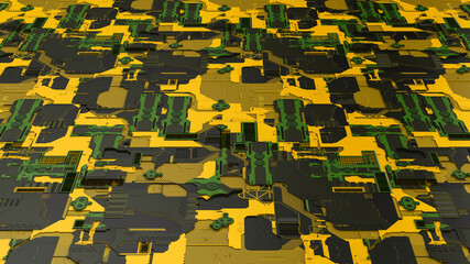Computer motherboard 3d background, 3d illustration