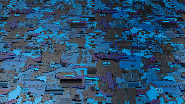 Computer motherboard 3d background, 3d illustration