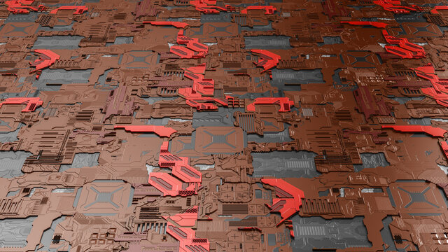 Computer motherboard 3d background, 3d illustration