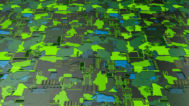 Computer motherboard 3d background, 3d illustration