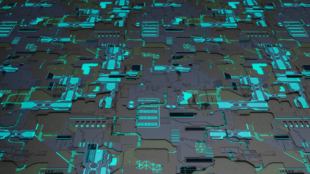 Computer motherboard 3d background, 3d illustration