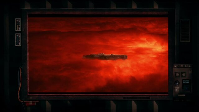 Spaceship In Stormy Atmosphere - Screen Or Window View Of Spaceship