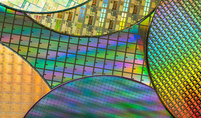 surface of Silicon Wafers and Microcircuits - obrazy, fototapety, plakaty
