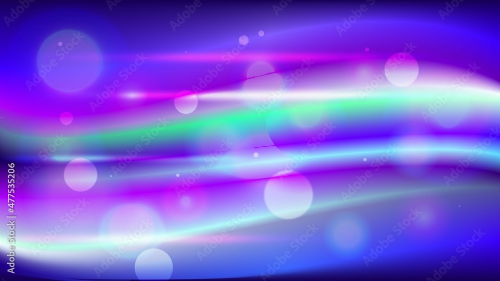 Poster neon gradient waves background with glowing bokeh lights