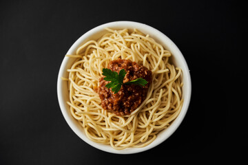 Spaguetti pasta in a bowl