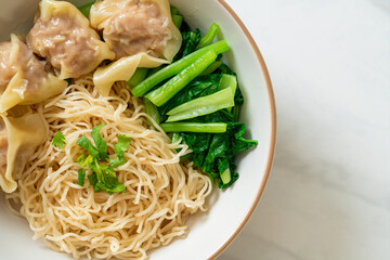 dried egg noodles with pork wonton or pork dumplings without soup