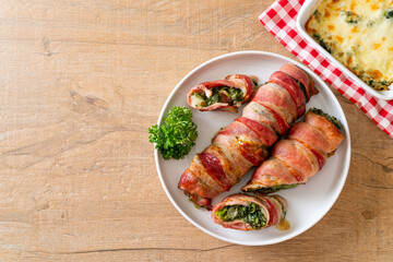 baked bacon stuffed spinach and cheese