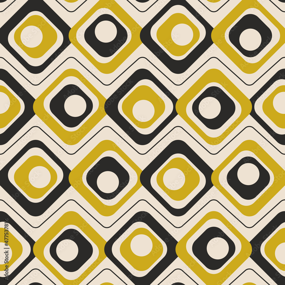 Aufkleber yellow-black rounded rhombuses. vector alternating rhombuses in a seamless pattern.