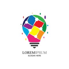 Colorful lightbulb logo designs concept  creative icon symbol technology logo  bulb logo designs