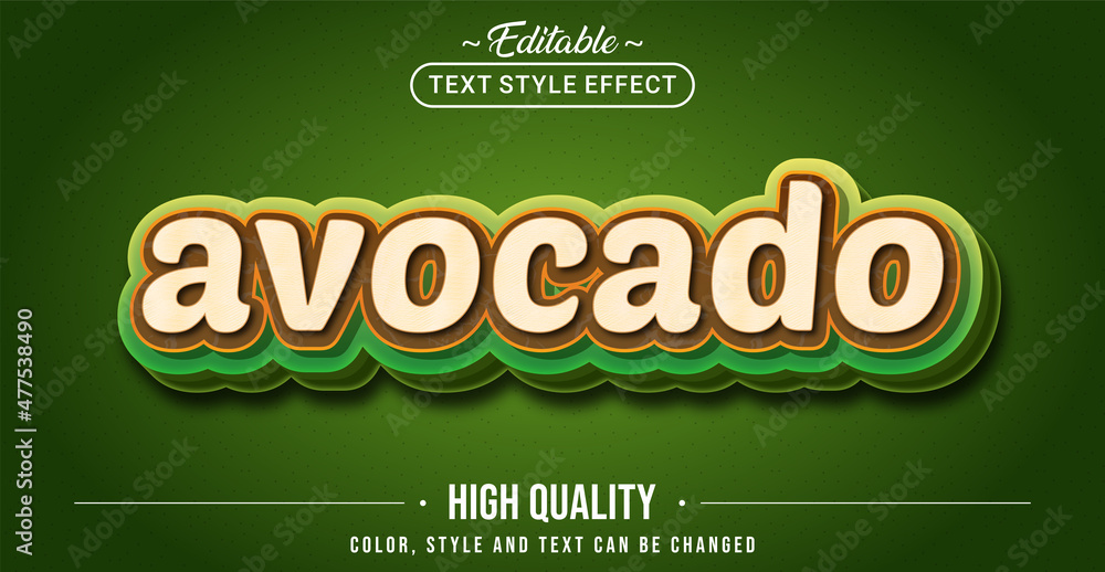 Aufkleber editable text style effect - avocado text style theme.