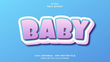 Cute Baby Cartoon 3D Editable Text Effect