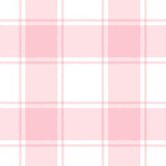 Fototapeta premium Pink watercolor plaid pattern. stripes, girly gingham seamless tartan texture, spring picnic table cloth, plaid. vector checkered summer paint brush strokes.
