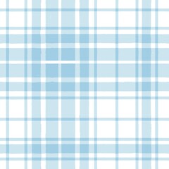 Blue watercolor plaid pattern. stripes, Gingham seamless tartan texture, spring picnic table cloth, plaid. vector checkered summer paint brush strokes.