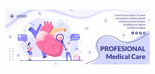 Medical Check up Cover Template Health care Flat Design Illustration Editable of Square Background for Social Media, Greeting Card or Web