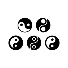 Yin Yang set icon isolated on white background