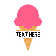 Vector Ice Cream Name Frame on White Background