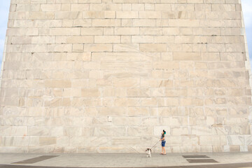Boy and dog at Washington Monument