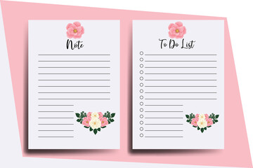 To do list Planner template Pink Mini Rose Flower Design
