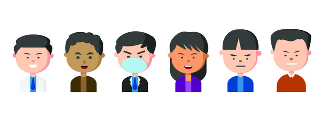 flat illustrations of businessmen characters. the simple and minimalist concept of digitized human avatars. set of people profile collection.