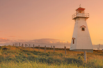 prince edward island canada lighthouse at sunset