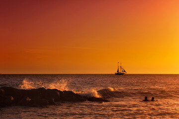 key west orange sunset florida tall pirate ship