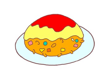 オムライス　catsup rice　cartoon food illustration