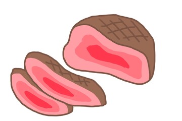ローストビーフ　roast beef　cartoon food illustration