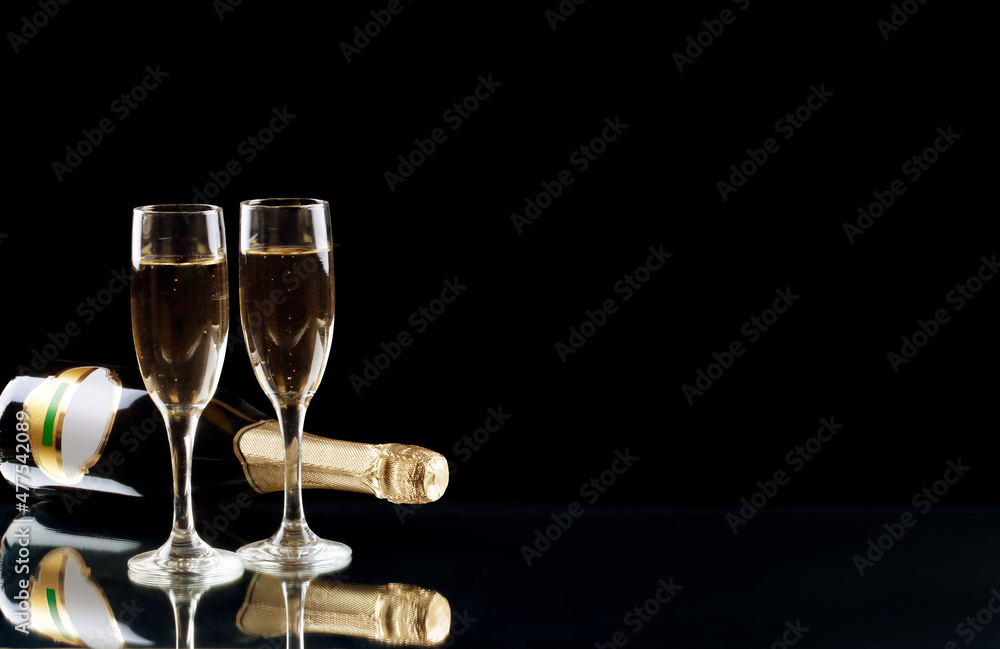 Sticker New years eve celebration background with champagne