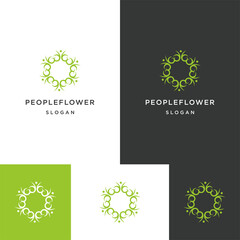 Fototapeta na wymiar People Flower logo icon flat design template 