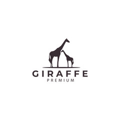 giraffe with family silhouette logo design vector icon illustration © Reza28 studios.