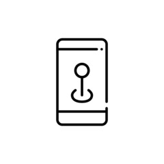 Location pin on a smartphone. Pixel perfect, editable stroke icon
