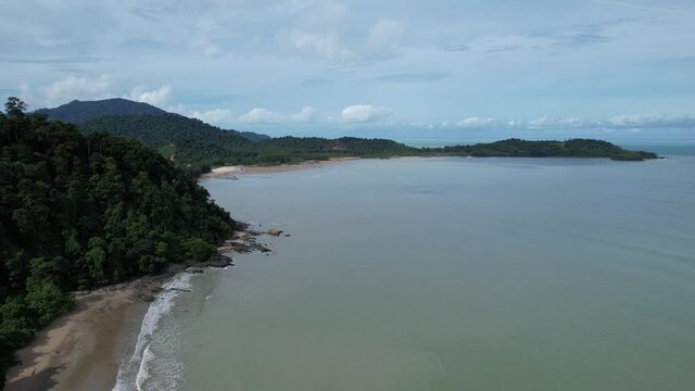 The Telok Teluk Melano Coastline and Serabang Beach at the most southern tip of the Tanjung Datu part of Sarawak and Borneo Island