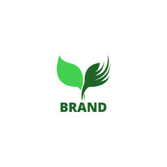 Leaf logo design template that forms crossed cutlery, suitable as a brand identity, in the food sector such as restaurants and food stalls

